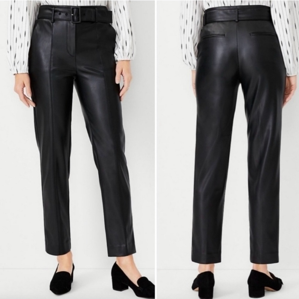 Ann Taylor Sleek Black Faux Leather Pants